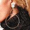 Simple fashion gold color Silver plated geometric big round earrings