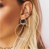 Simple fashion gold color Silver plated geometric big round earrings