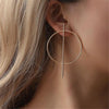 Simple fashion gold color Silver plated geometric big round earrings